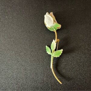 Vintage Gold and Green Rose Brooch 4 inches length